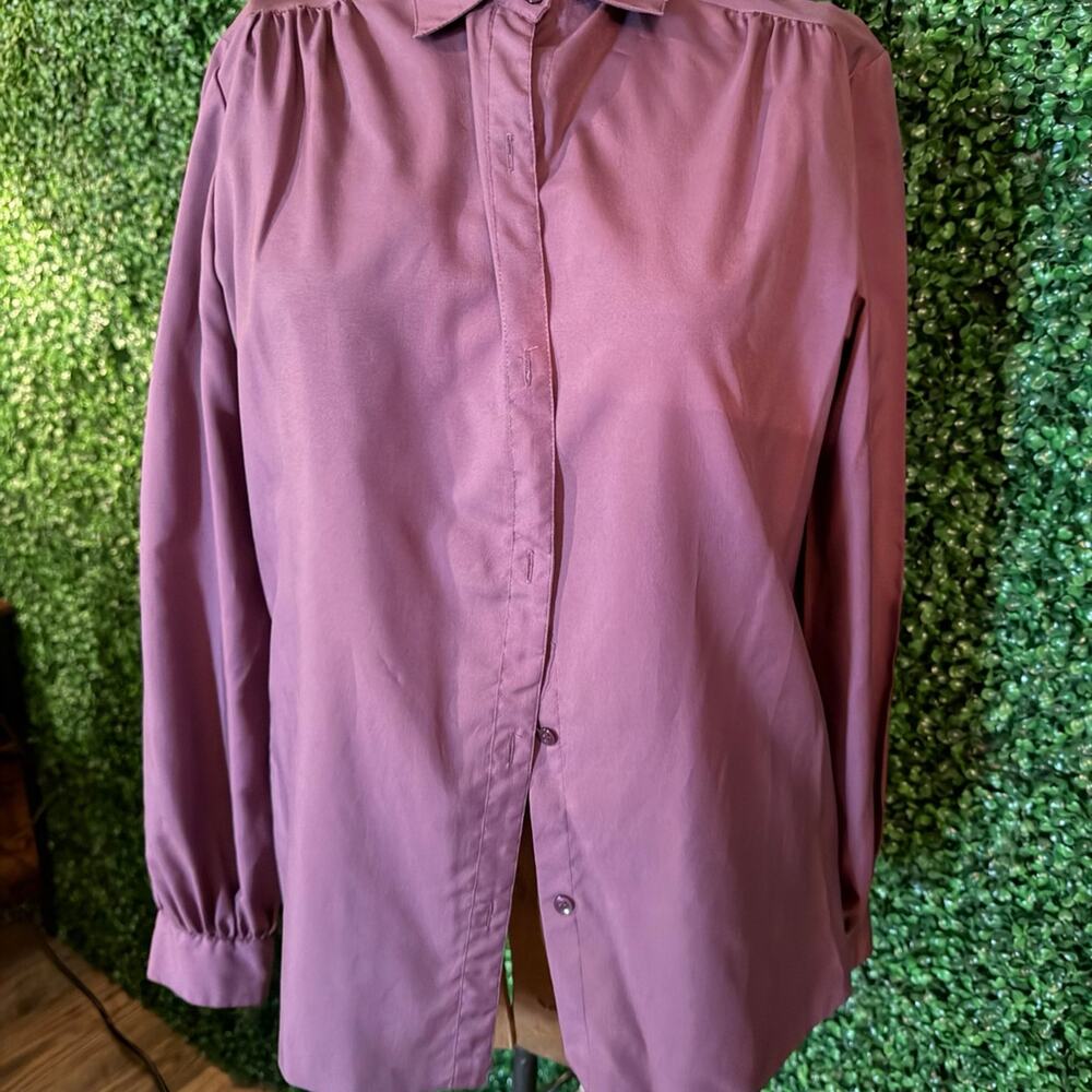Vintage Lady Manhattan Silks Blouse Size 8 Mauve Button Up Top
